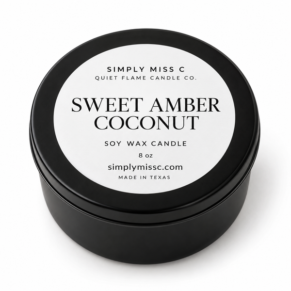 Simply Miss C Quiet  Flame : Sweet Amber Coconut Soy Tin