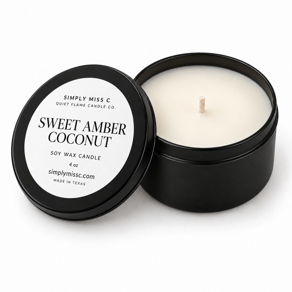 Simply Miss C Quiet  Flame : Sweet Amber Coconut Soy Tin