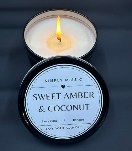 Simply Miss C Quiet Flame Sweet Amber & Coconut Soy Candle