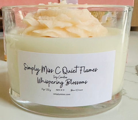 Simply Miss C Quiet Flame Soy Candle--- Whispering Blossoms